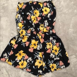 Strapless Floral Romper